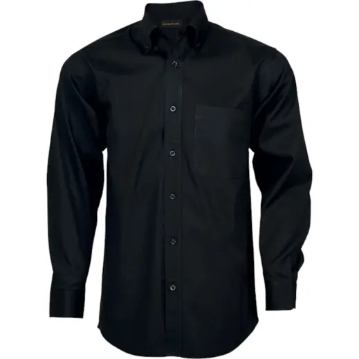 Black Brushed Cotton Twill Lounge Long Sleeve Mens